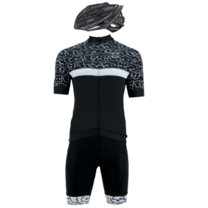 Road Helmet + Jersey + BIB Shorts from Graffiti Mantra Black/White