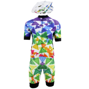 Road Helmet + Jersey + BIB Shorts from Multi Coloured Triangles