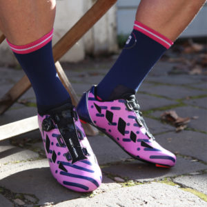 Bicycle Shoe Big Ring Tri Colour Grupetto Pink Grey Blue